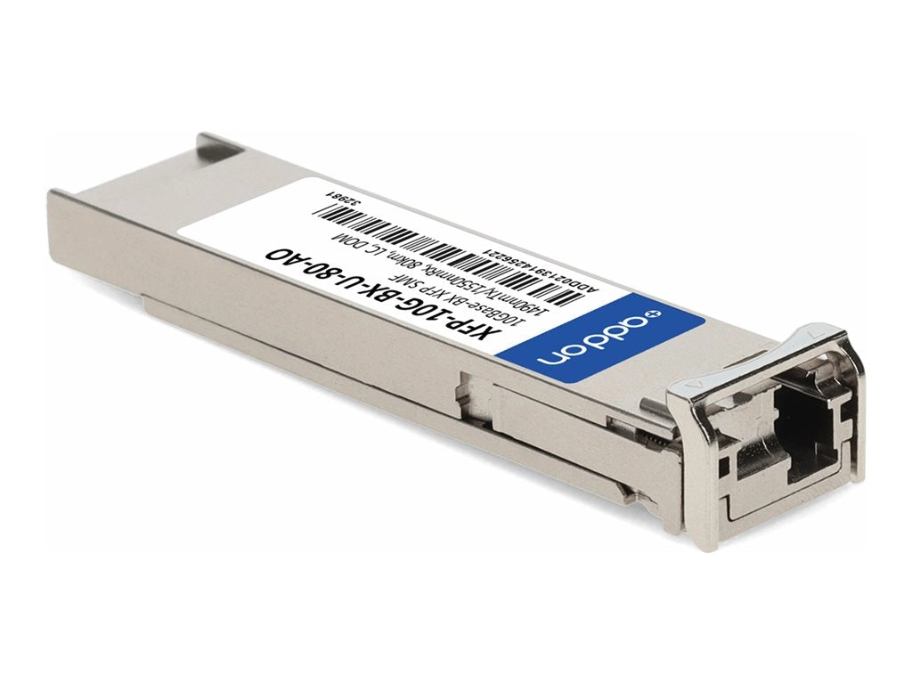 AddOn MSA Compliant 10GBase-BX XFP Transceiver - XFP transceiver module - 10 GigE - 10GBase-BX - LC single-mode - up to 49.7 XFP-10G-BX-U-80-AO