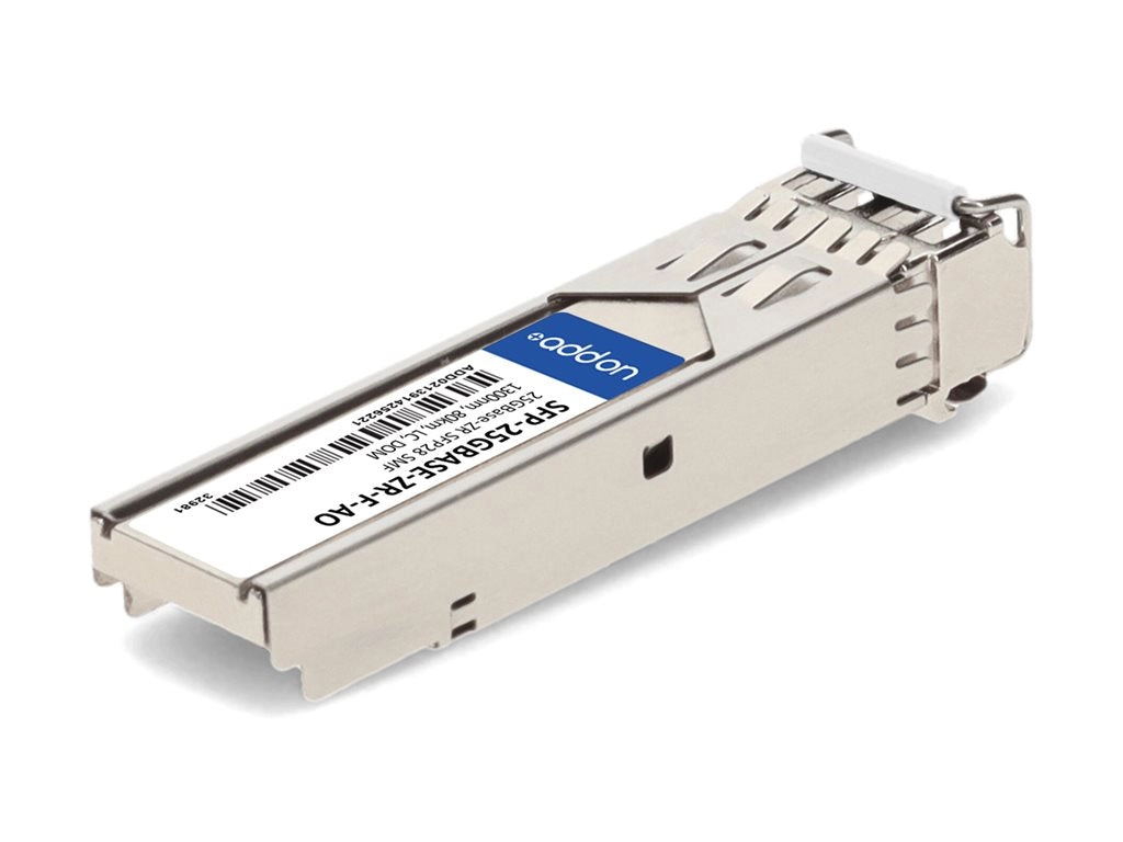 AddOn - SFP28 transceiver module - 25GbE - 25GBase-ZR - LC single-mode - up to 49.7 miles - 1300 nm - TAA Compliant SFP-25GBASE-ZR-F-AO