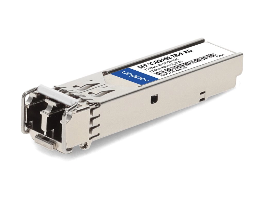 AddOn - SFP28 transceiver module - 25GbE - 25GBase-ZR - LC single-mode - up to 49.7 miles - 1300 nm - TAA Compliant SFP-25GBASE-ZR-F-AO