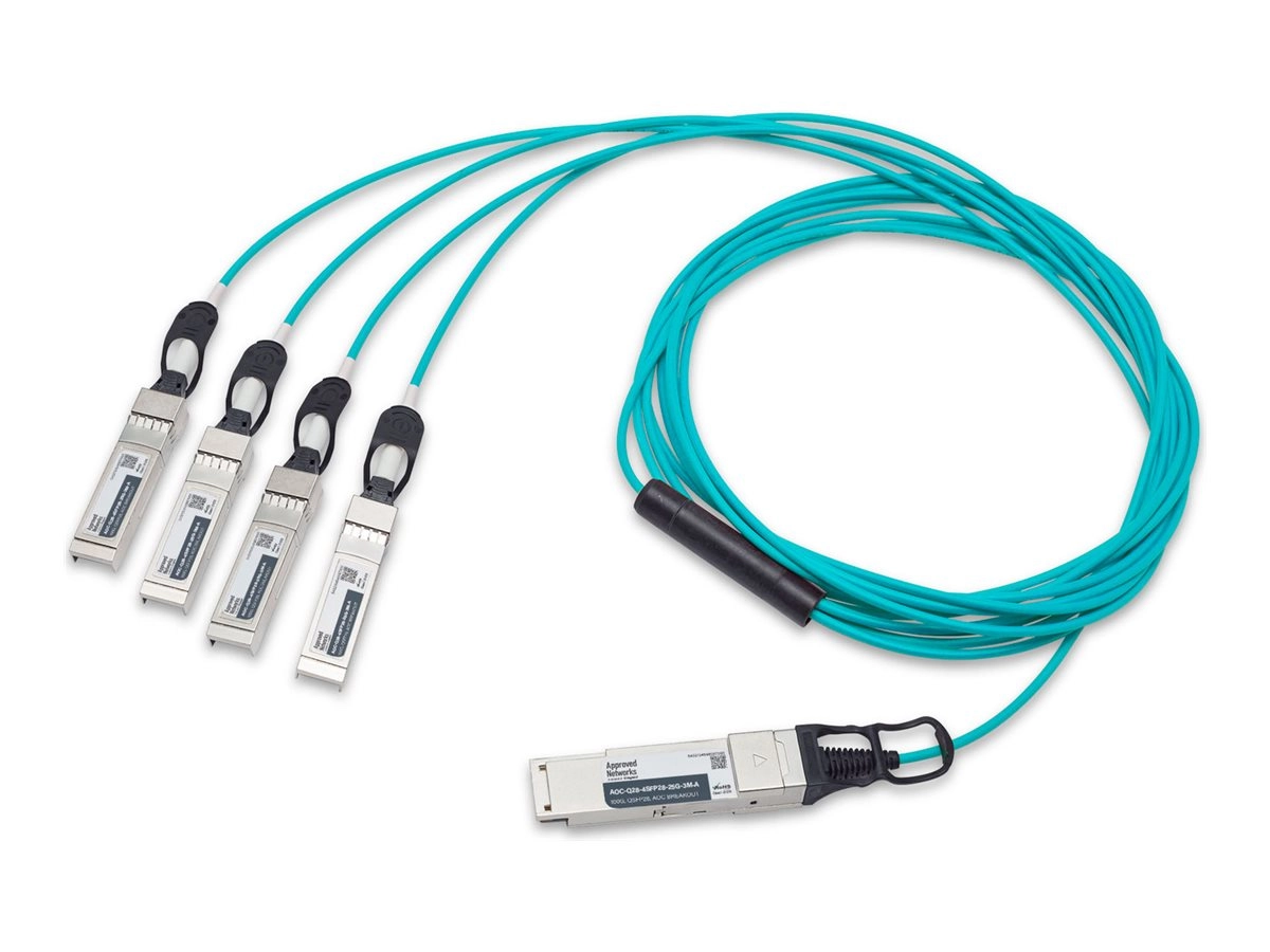 Approved Networks - 100GBase-AOC direct attach cable - QSFP28 to SFP28 - 3 m - fiber optic - SFF-8431/SFF-8436/OM3 - halogen-free, AOCQ284SFP2825G3MA