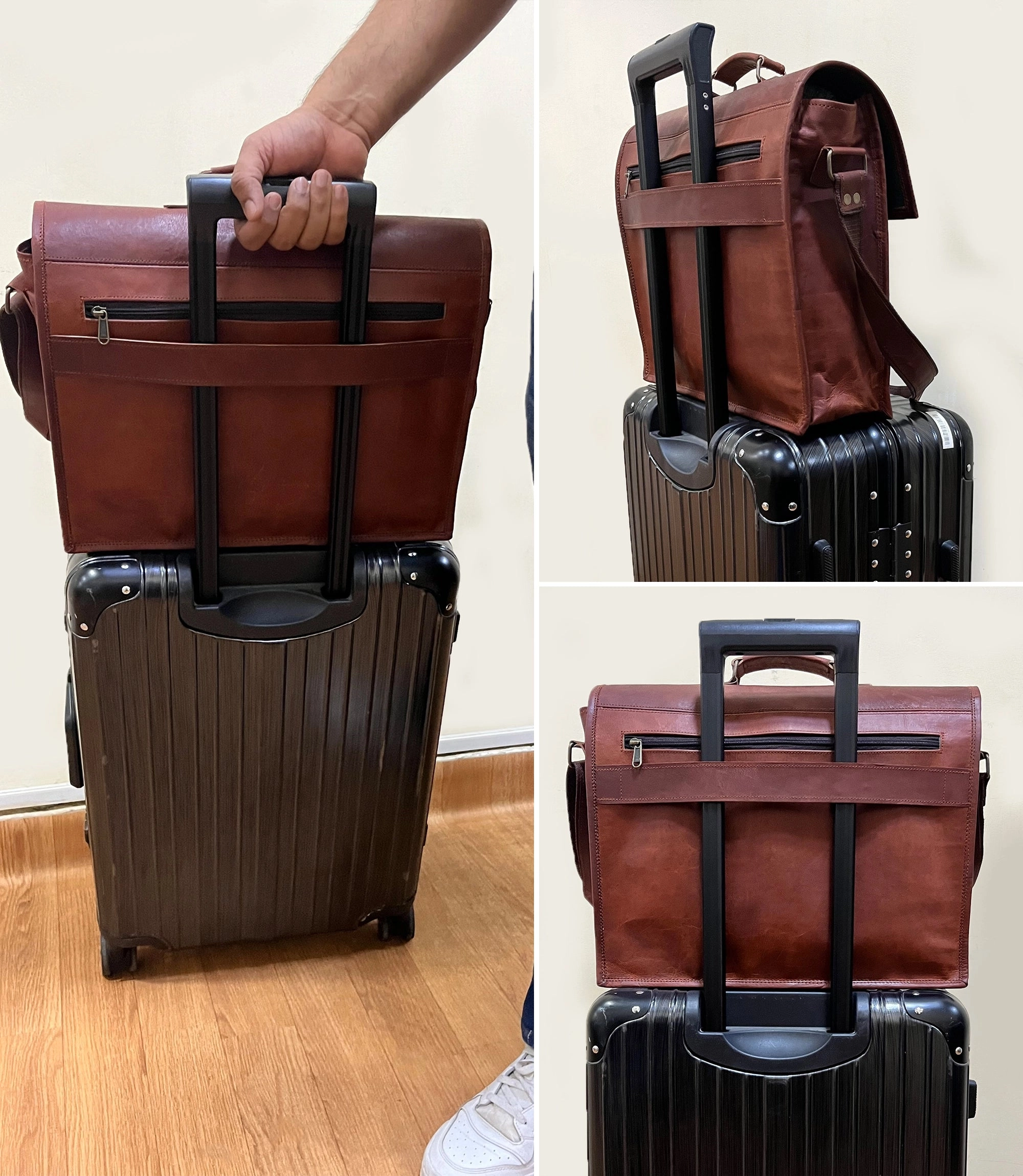 Beast 16" Leather Briefcase Classic Laptop Messenger Bag