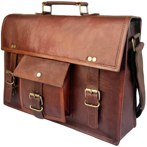Beast 16" Leather Briefcase Classic Laptop Messenger Bag