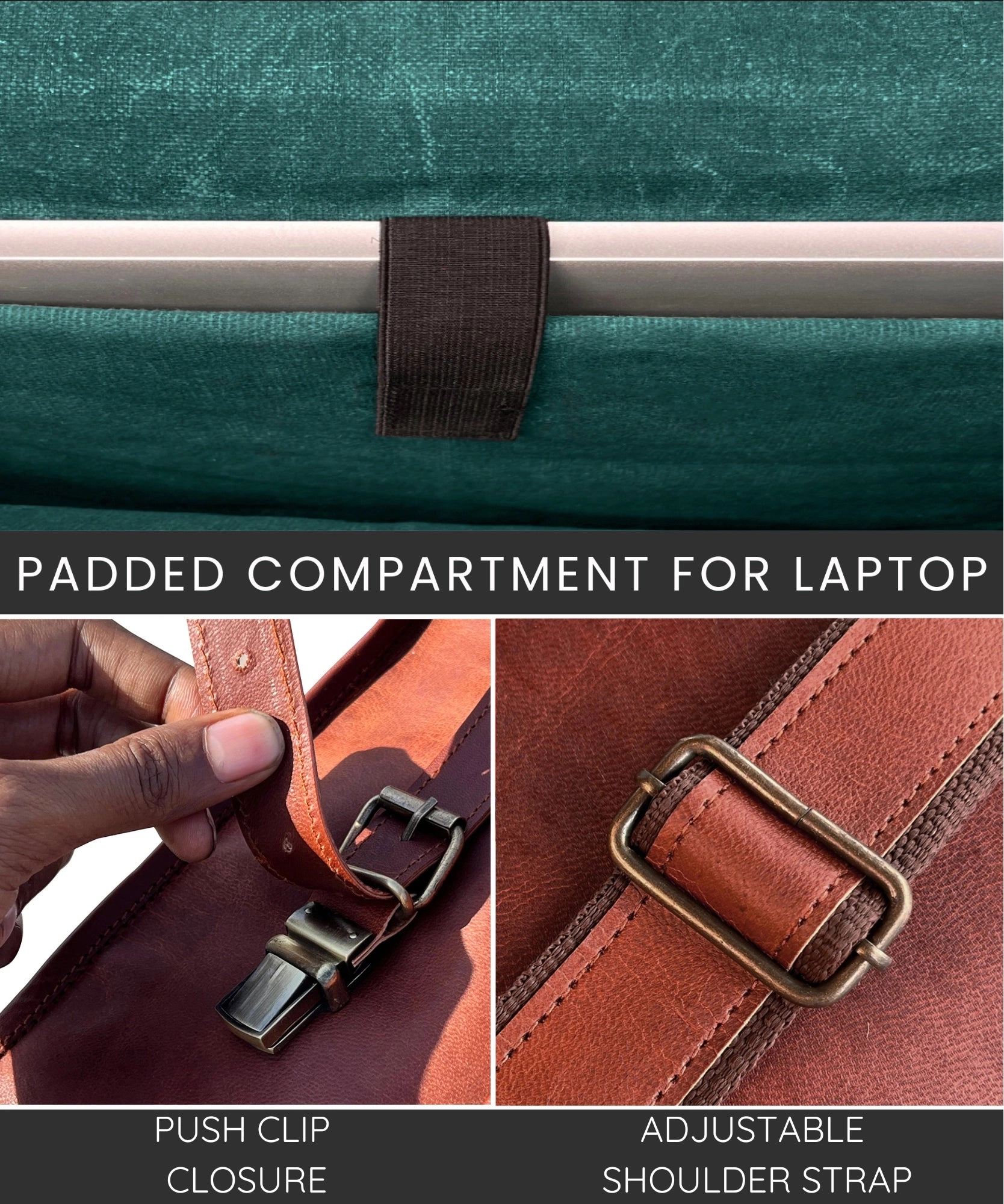Beast 16" Leather Briefcase Classic Laptop Messenger Bag