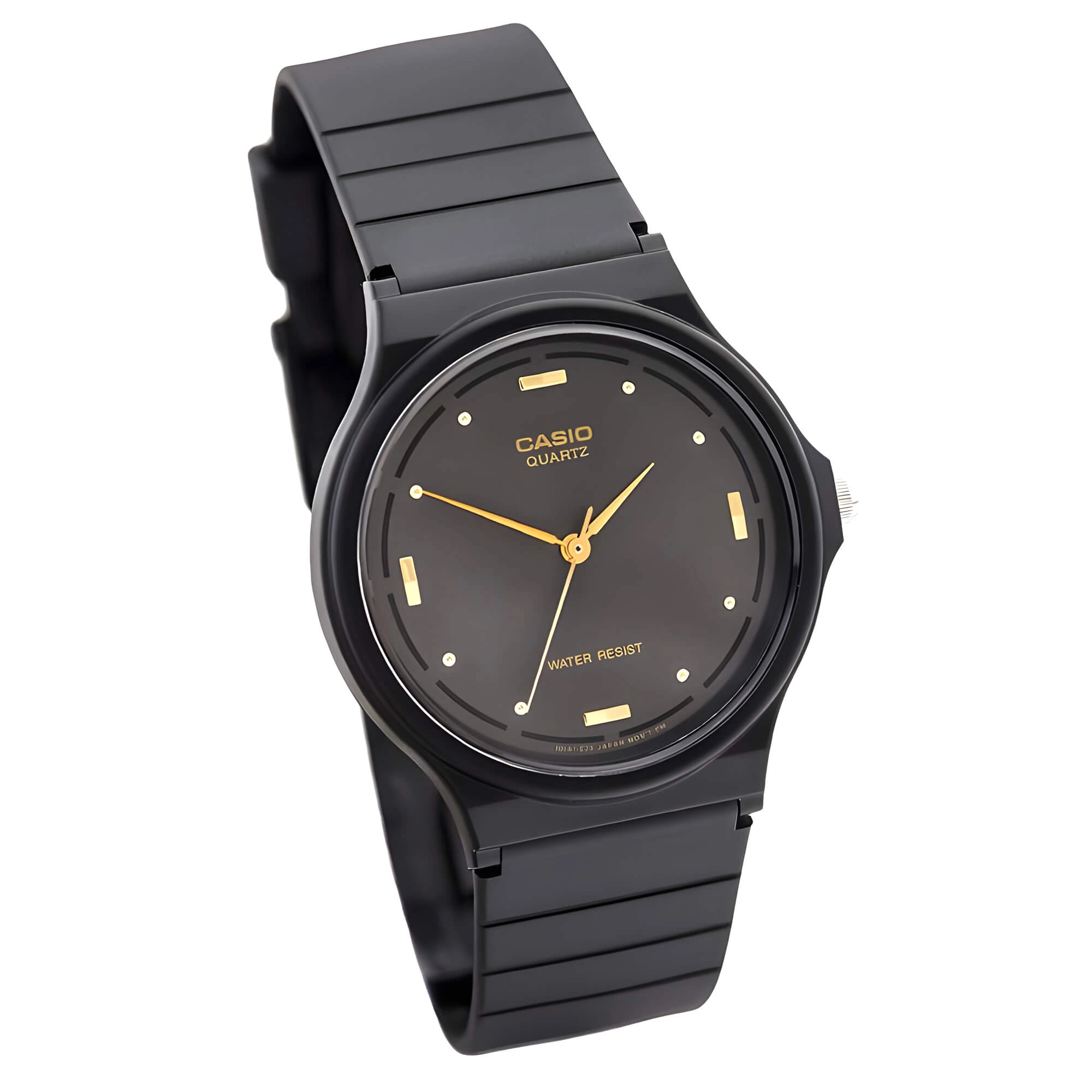 Casio Men's Watch - Quartz Round Case Black Dial Black Resin Strap | MQ76-1A