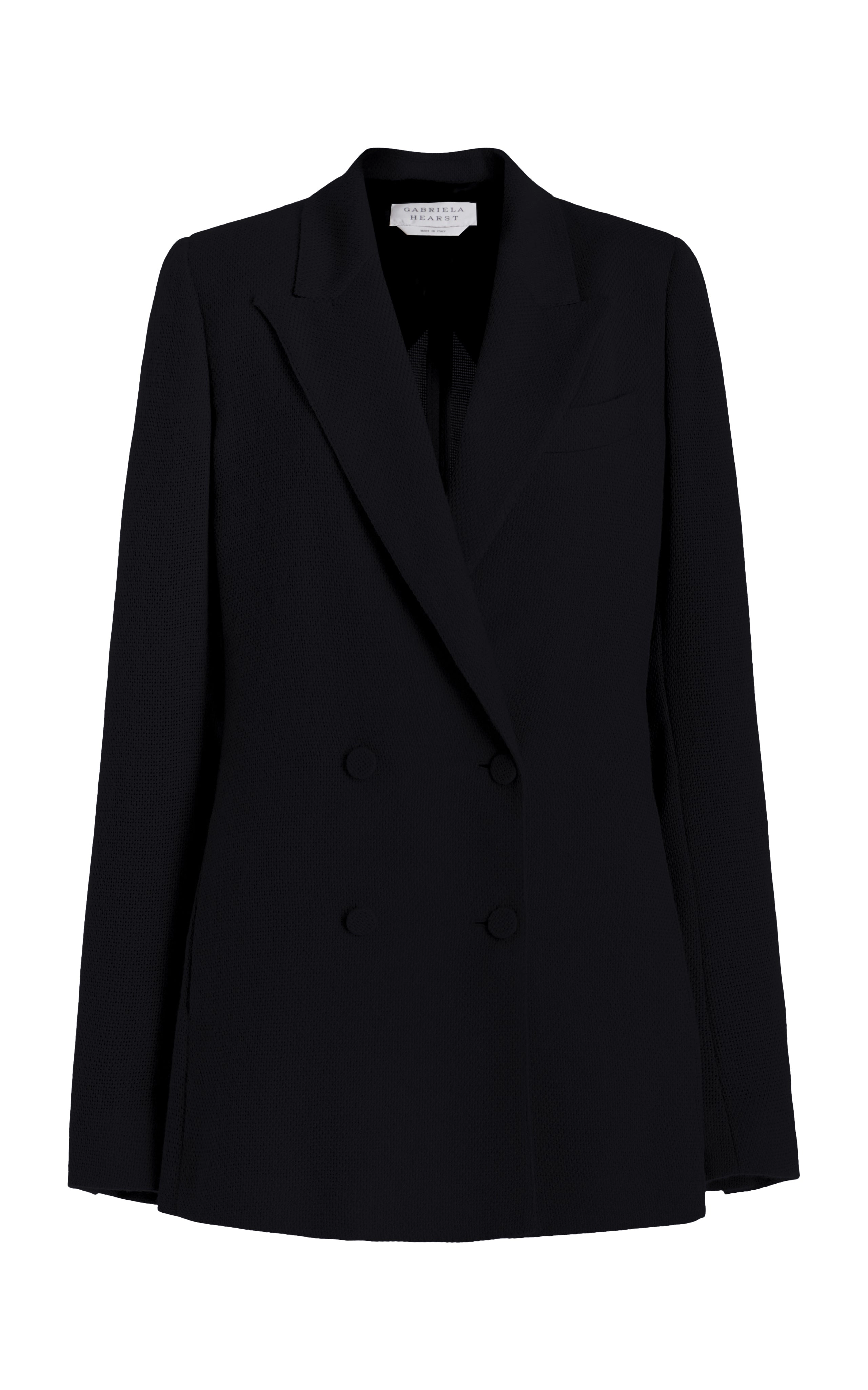 Damus Blazer in Black Silk Wool Cady