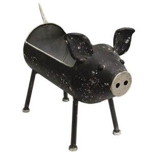 *Distressed Black Pig Plant Holder
