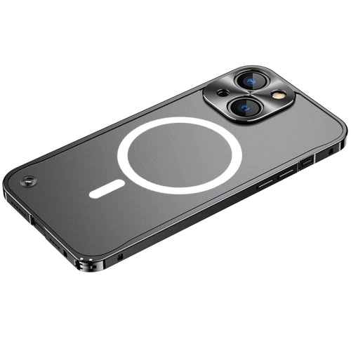 For iPhone 13 Metal Frame Frosted PC Shockproof Magsafe Case