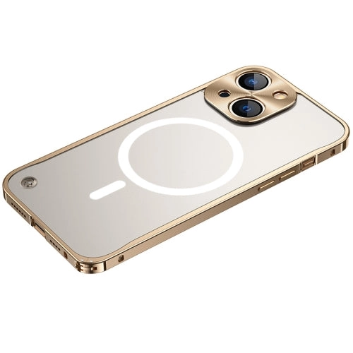 For iPhone 13 Metal Frame Frosted PC Shockproof Magsafe Case
