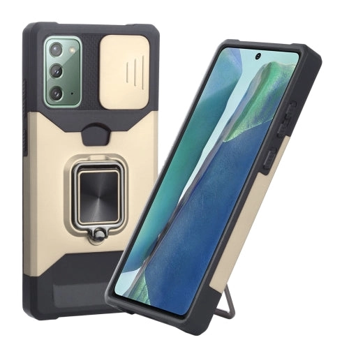For Samsung Galaxy Note 20 Sliding Camera Cover Design PC   TPU Shockproof Case with Ring Holder