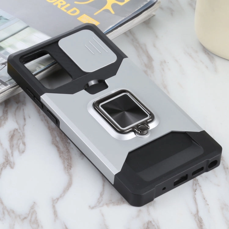 For Samsung Galaxy Note 20 Sliding Camera Cover Design PC   TPU Shockproof Case with Ring Holder