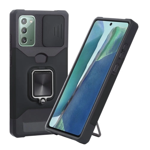 For Samsung Galaxy Note 20 Sliding Camera Cover Design PC   TPU Shockproof Case with Ring Holder