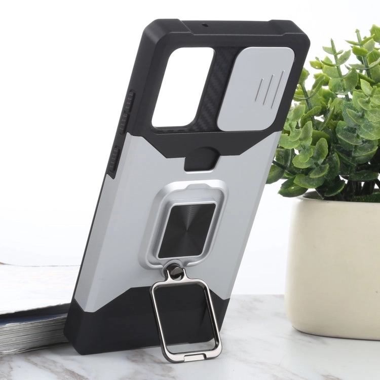 For Samsung Galaxy Note 20 Sliding Camera Cover Design PC   TPU Shockproof Case with Ring Holder