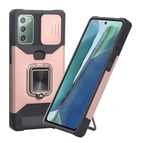 For Samsung Galaxy Note 20 Sliding Camera Cover Design PC   TPU Shockproof Case with Ring Holder