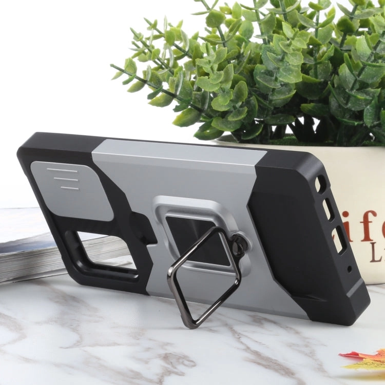 For Samsung Galaxy Note 20 Sliding Camera Cover Design PC   TPU Shockproof Case with Ring Holder
