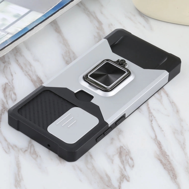 For Samsung Galaxy Note 20 Sliding Camera Cover Design PC   TPU Shockproof Case with Ring Holder