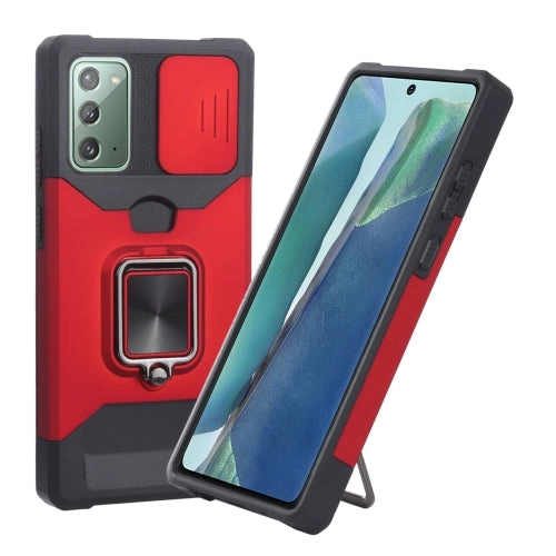 For Samsung Galaxy Note 20 Sliding Camera Cover Design PC   TPU Shockproof Case with Ring Holder