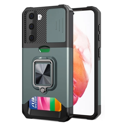 For Samsung Galaxy S21  Sliding Camera Cover Design PC   TPU Shockproof Case with Ring Holder