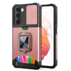 For Samsung Galaxy S21  Sliding Camera Cover Design PC   TPU Shockproof Case with Ring Holder
