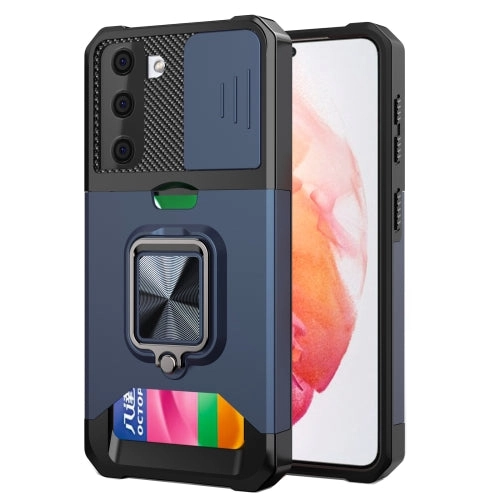 For Samsung Galaxy S21  Sliding Camera Cover Design PC   TPU Shockproof Case with Ring Holder