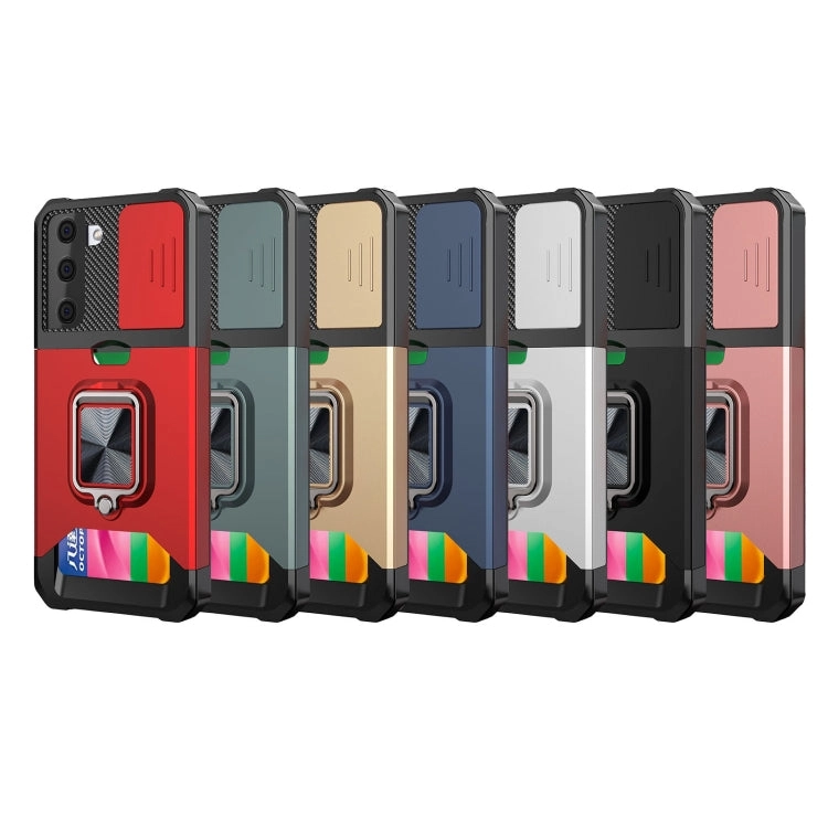 For Samsung Galaxy S21  Sliding Camera Cover Design PC   TPU Shockproof Case with Ring Holder