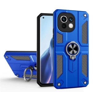 For Xiaomi Mi 11 Carbon Fiber Pattern PC   TPU Protective Case with Ring Holder(Dark