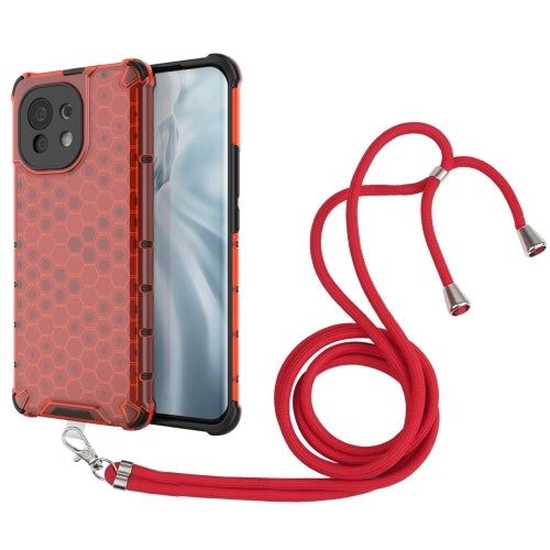 For Xiaomi Mi 11 Shockproof Honeycomb PC   TPU Case with Neck