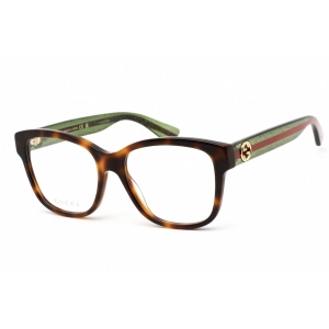 Gucci Women's Eyeglasses - Havana/Green Acetate Cat Eye Full Rim Frame | GG0038ON 002