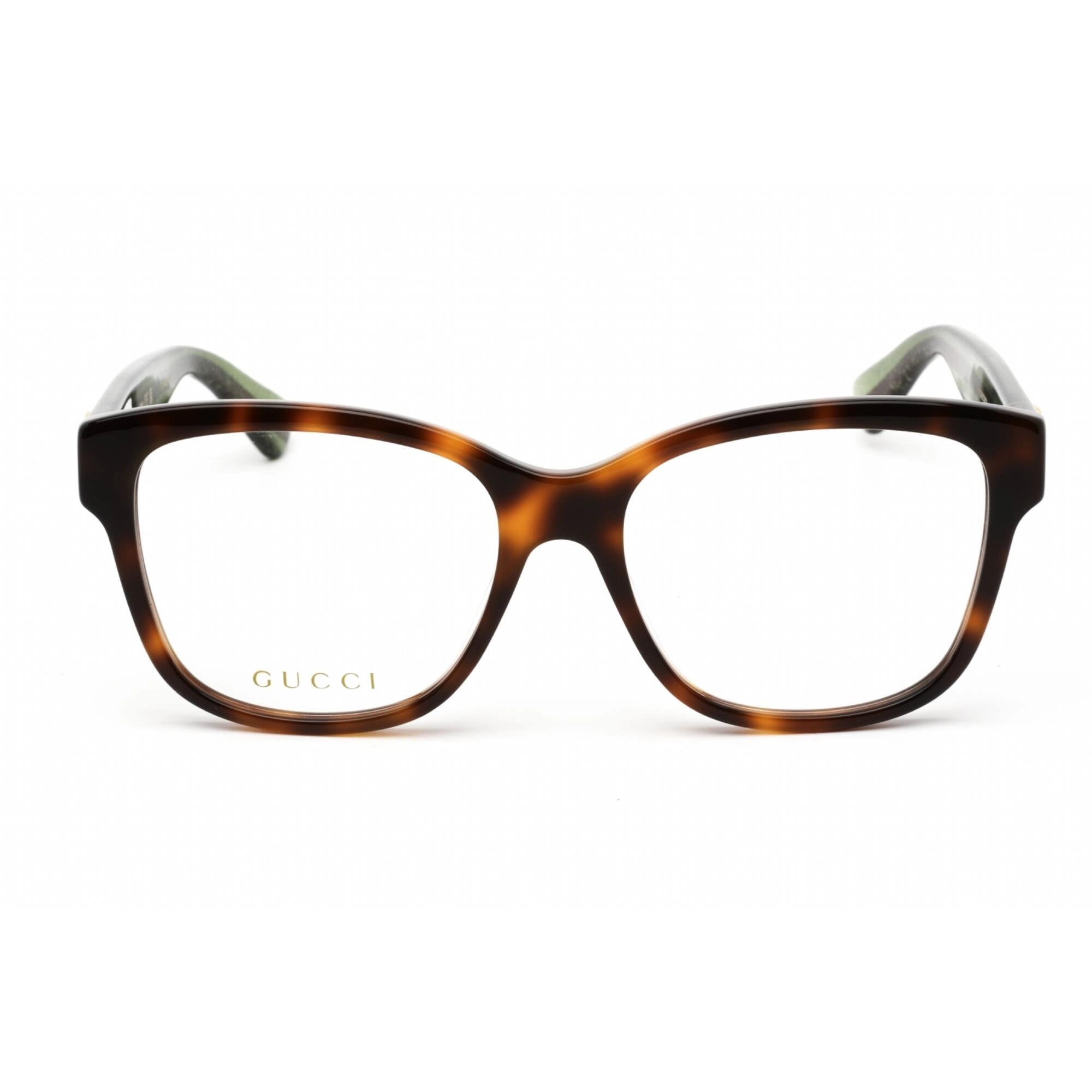 Gucci Women's Eyeglasses - Havana/Green Acetate Cat Eye Full Rim Frame | GG0038ON 002