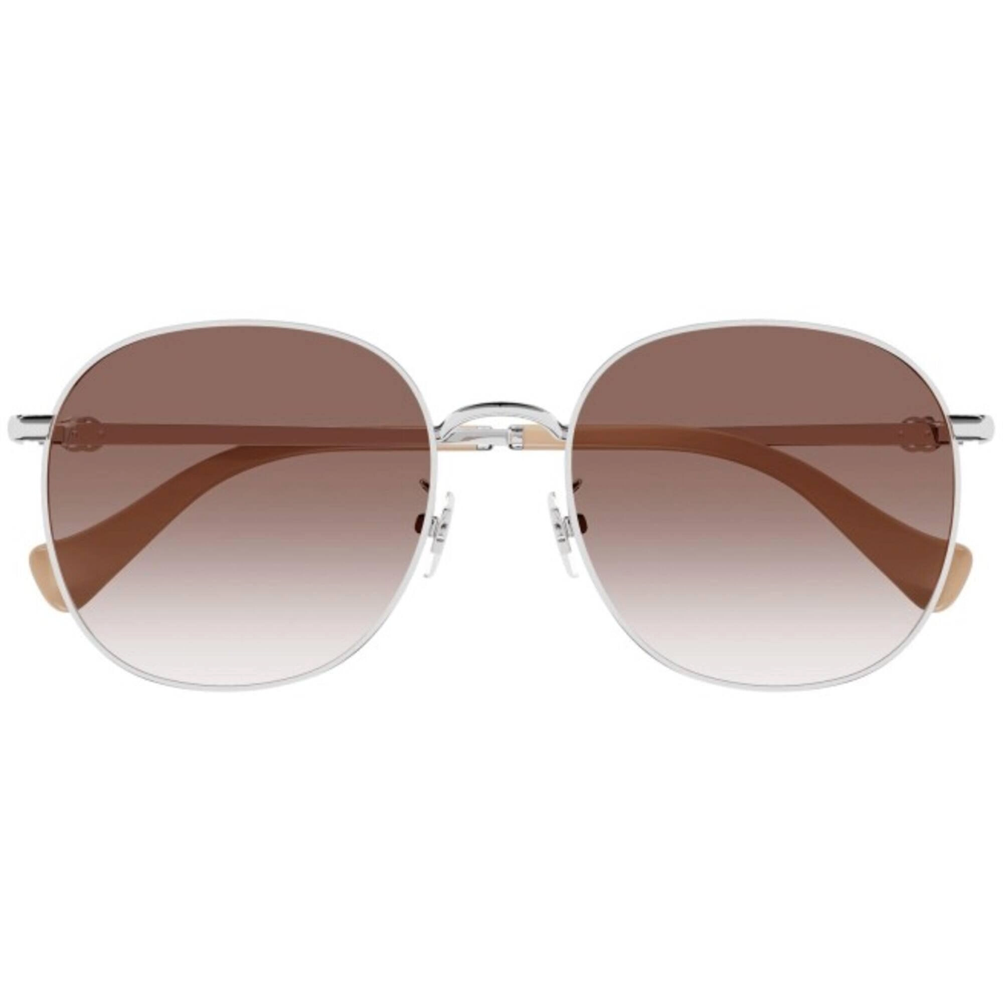 Gucci Women's Sunglasses - Silver Metal Round Shape Frame Pink Lens | GG1142SA 004