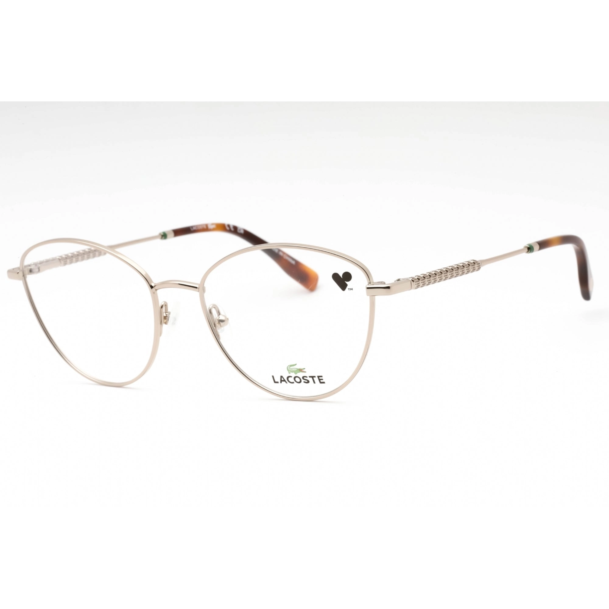 Lacoste Women's Eyeglasses - Light Gold Metal Cat Eye Full Rim Shape Frame| L2289 712