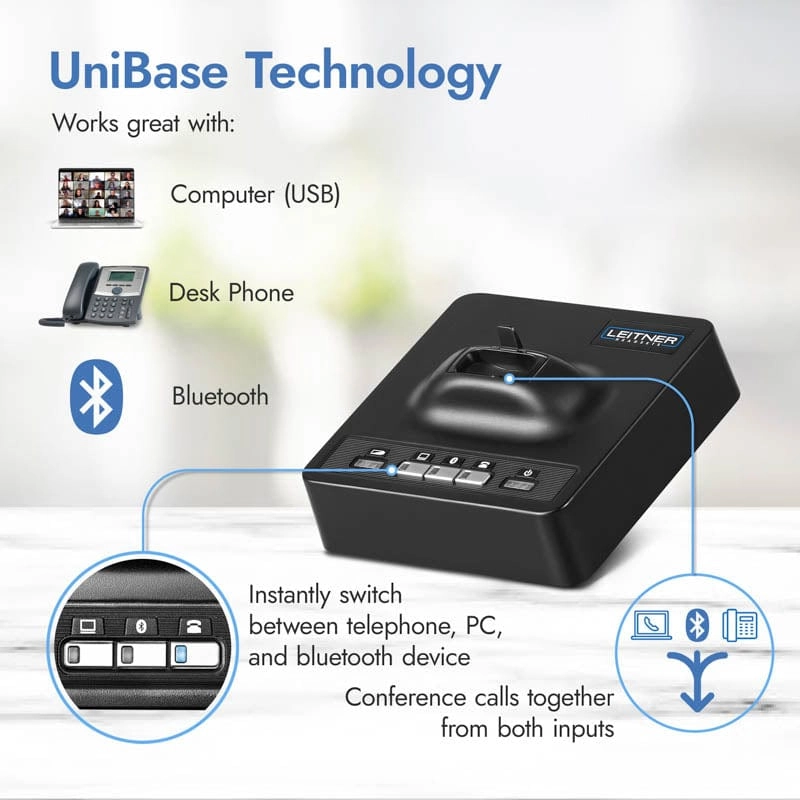 Leitner LH370 – Tri-Compatible Wireless Office Headset – Professional Bundle