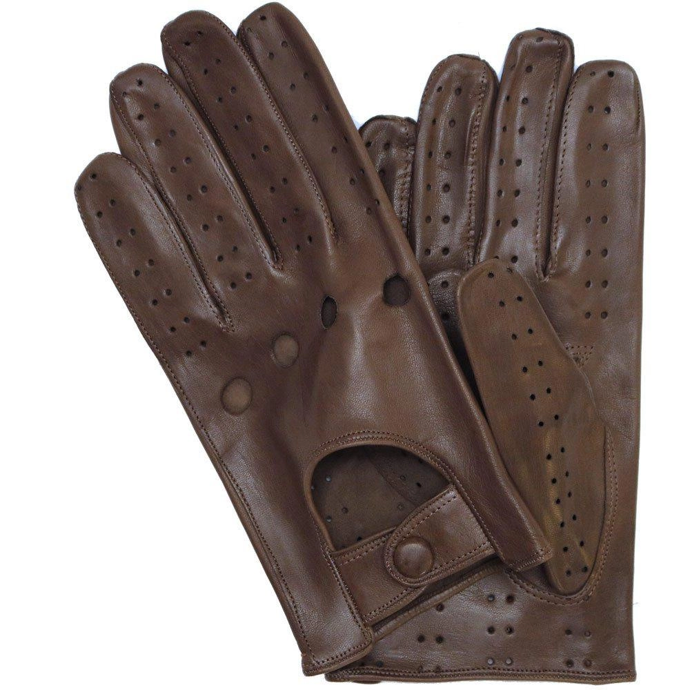 Men's Taupe Leather Napoli Driving Gloves