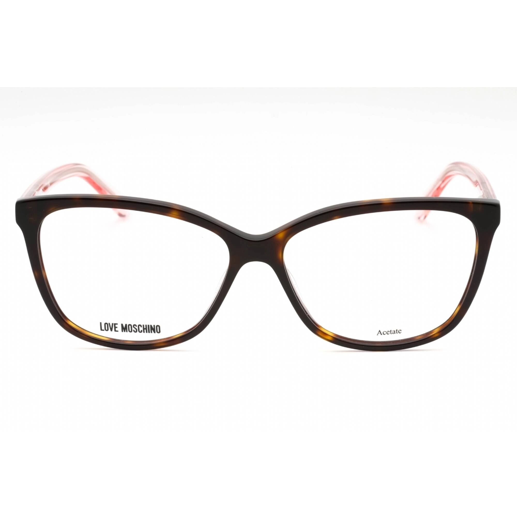 Moschino Love Women's Eyeglasses - Dark Havana Plastic Cat Eye Frame | MOL546 0086 00