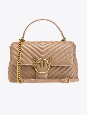 Nappa bag with ginger biscuit chevron motif