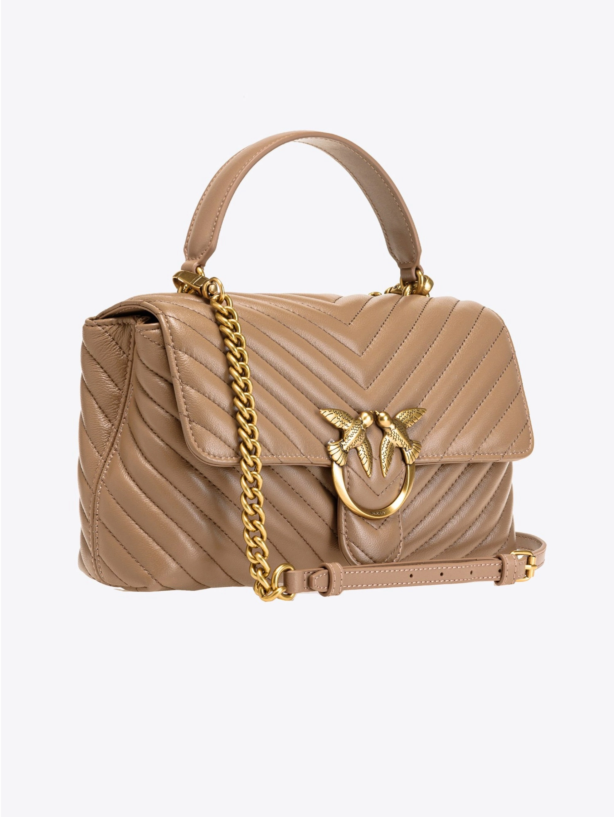 Nappa bag with ginger biscuit chevron motif
