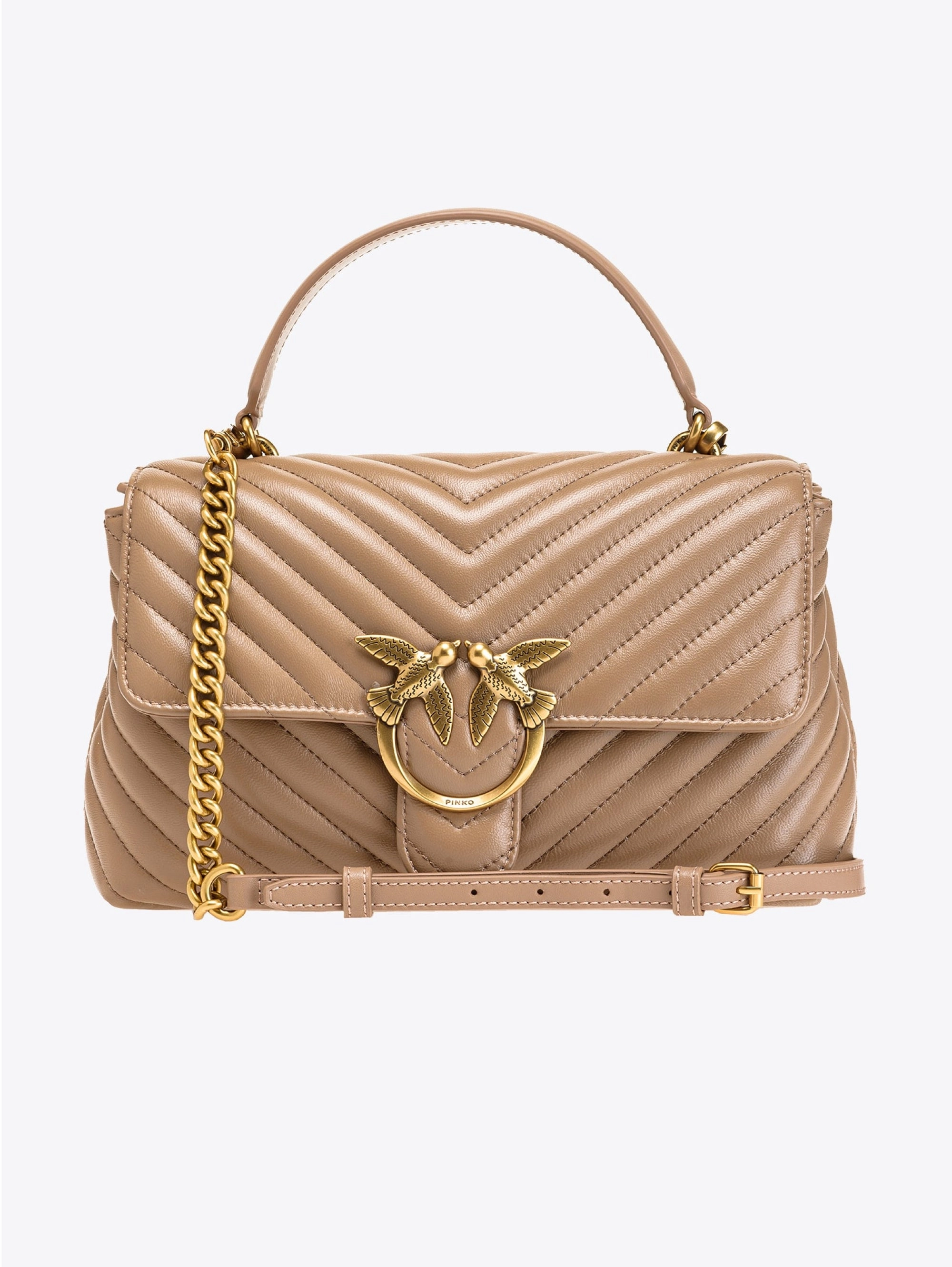 Nappa bag with ginger biscuit chevron motif