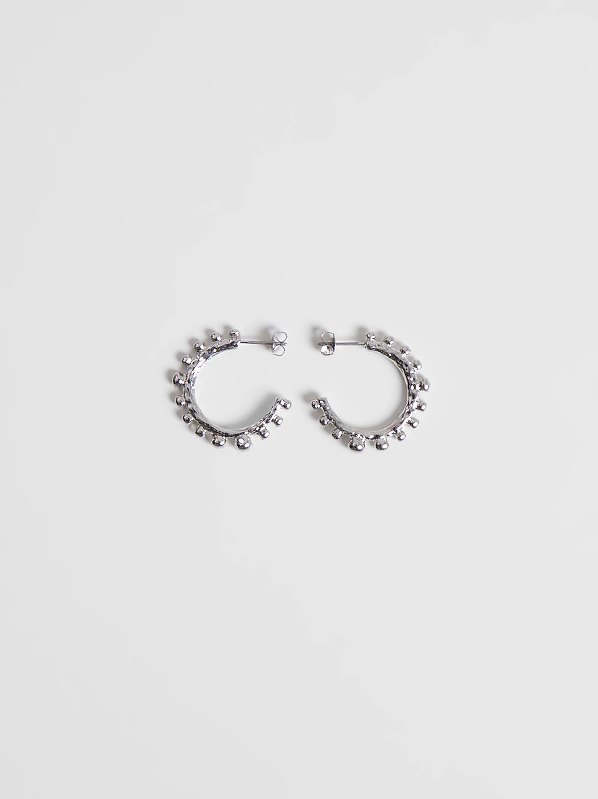 Organic Metal Beaded Hoop Earrings