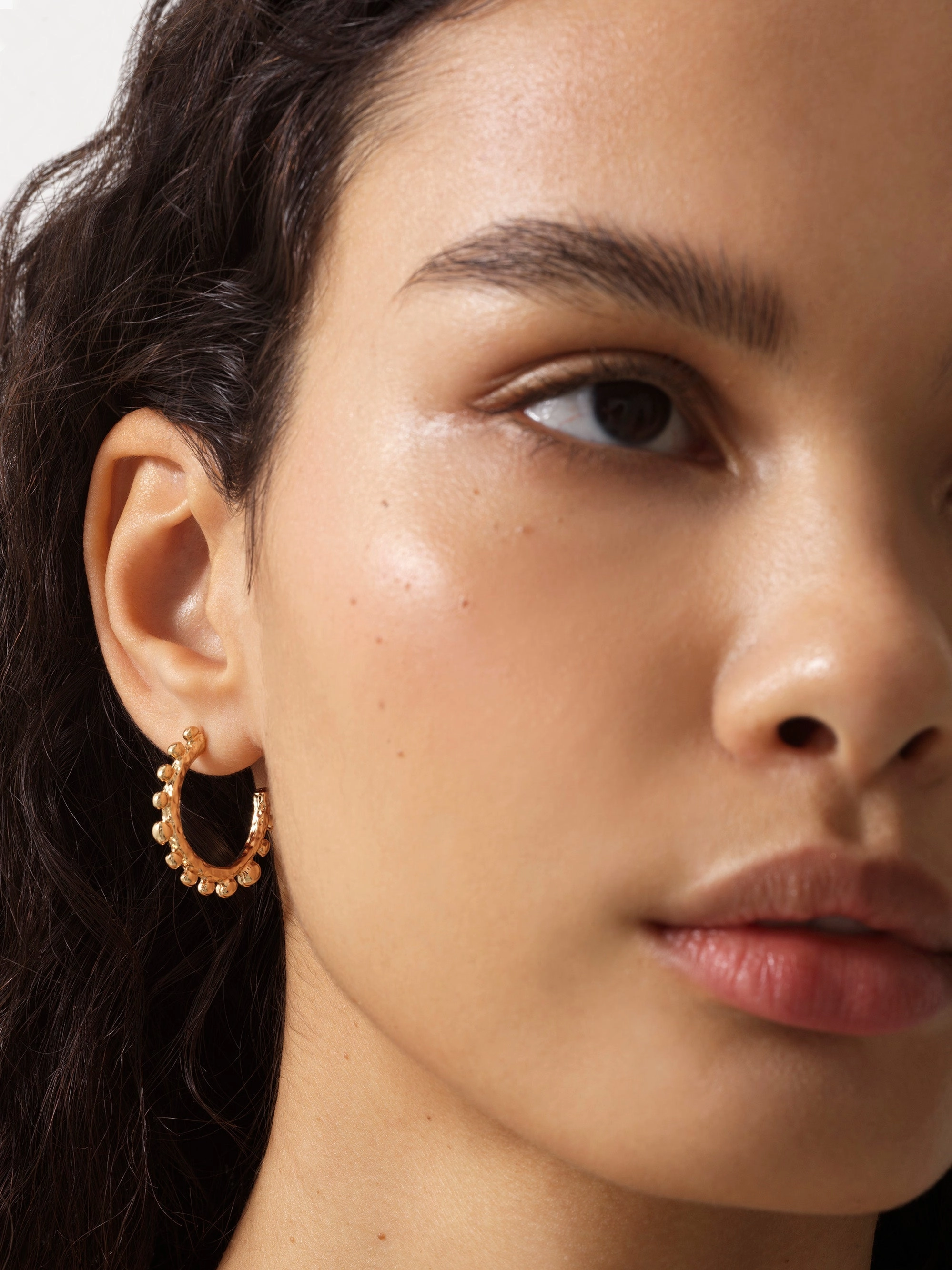 Organic Metal Beaded Hoop Earrings