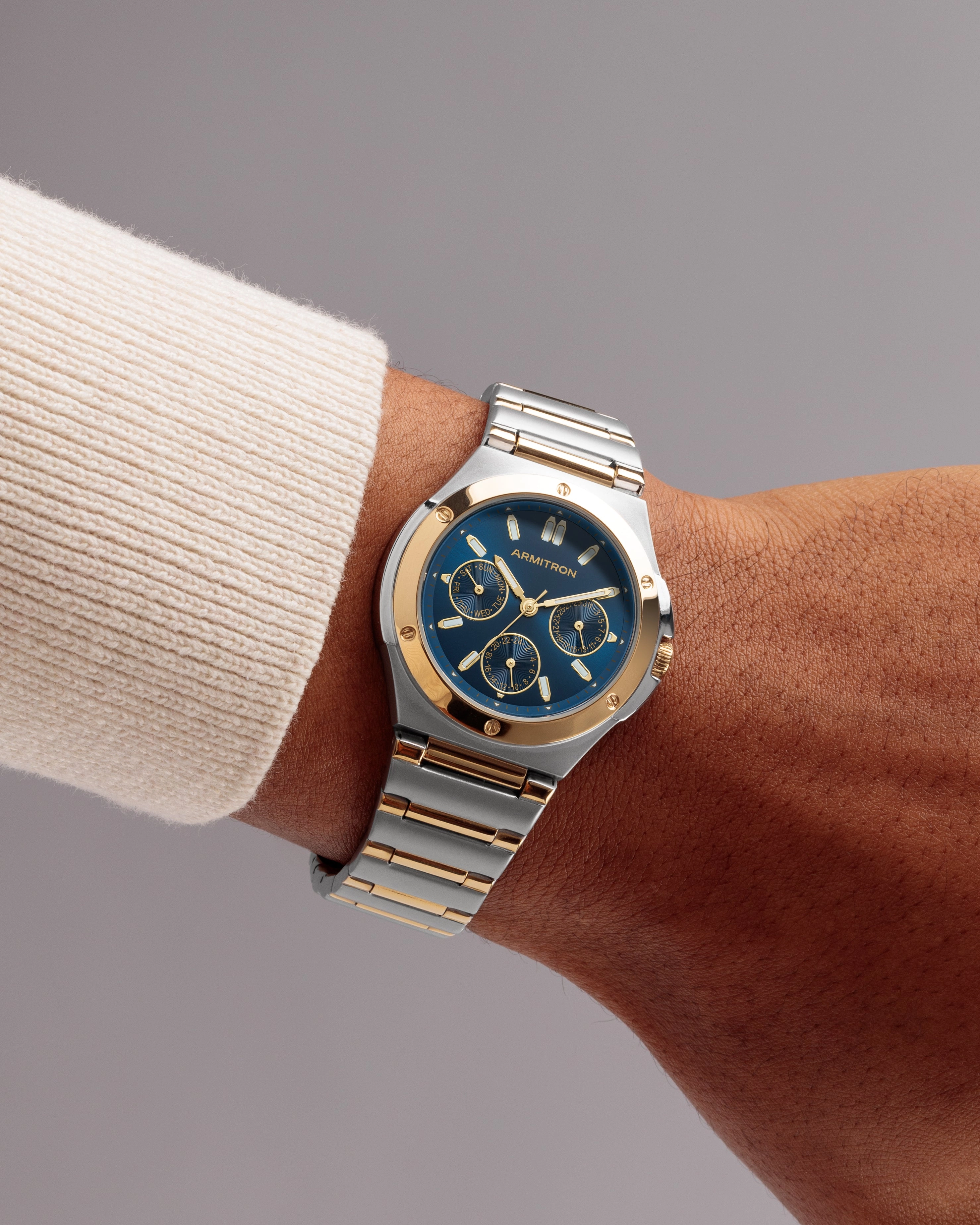 Parker™ | 38mm, Two-Tone Gold & Silver/Navy