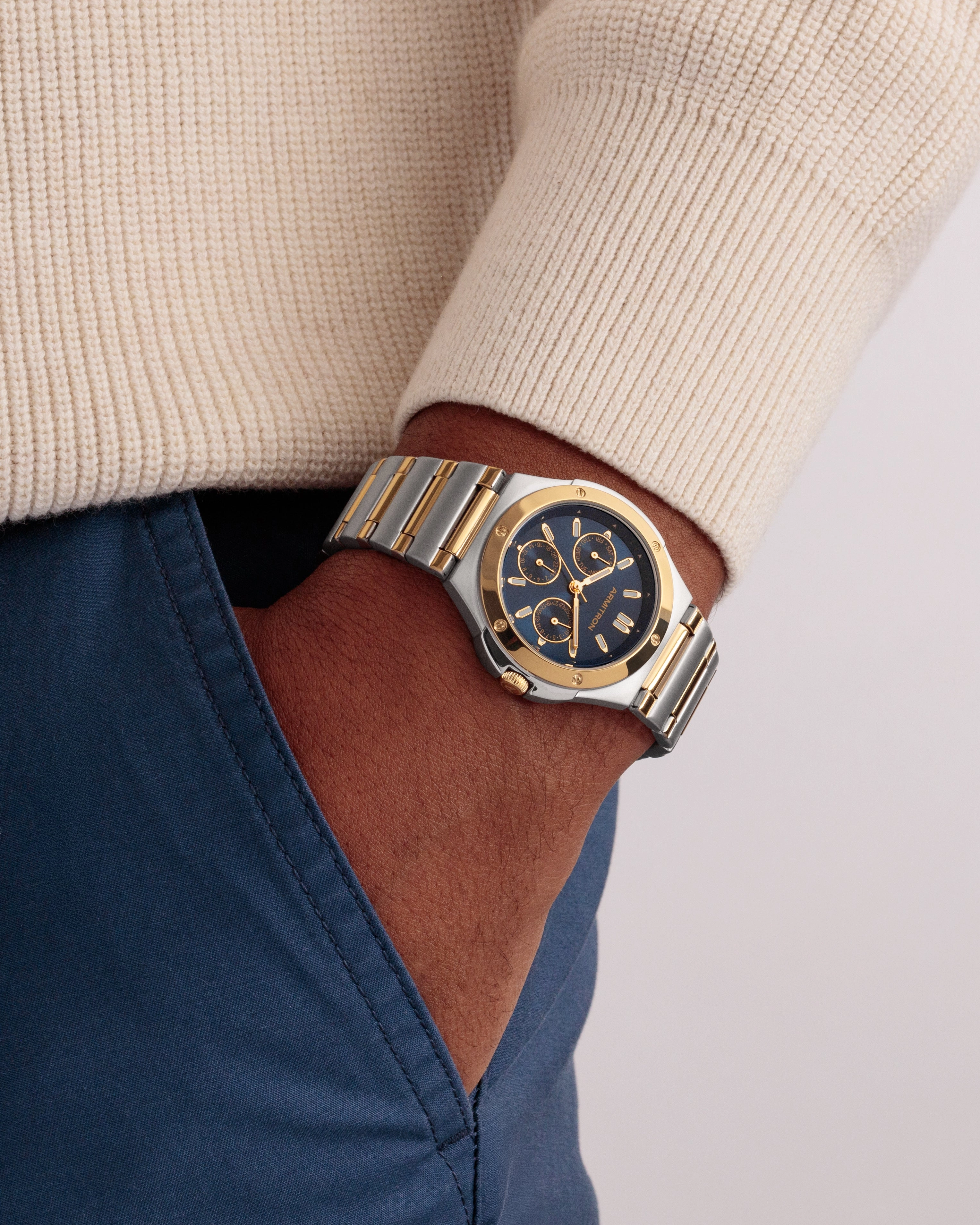 Parker™ | 38mm, Two-Tone Gold & Silver/Navy