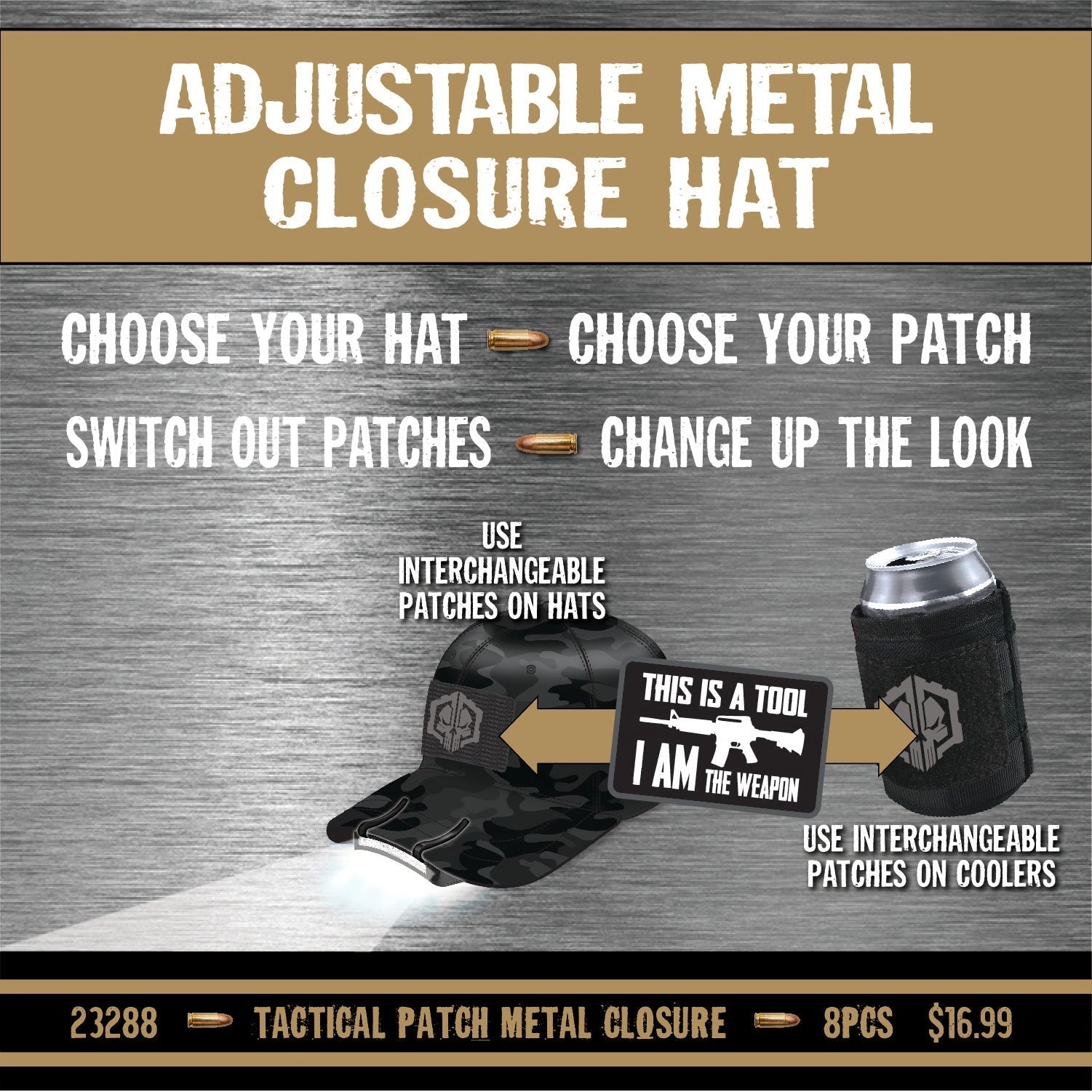 Patriotic Tac Gear Hat and Accessory Assortment Floor Display (Clean) - 56 Pieces Per Retail Ready Display 88469