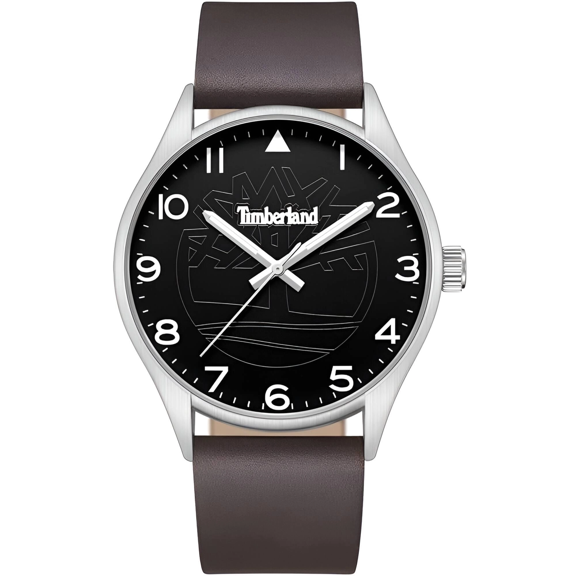 Timberland Men's Watch - Classic Black Dial Brown Leather Strap Quartz | TDWGA9003203