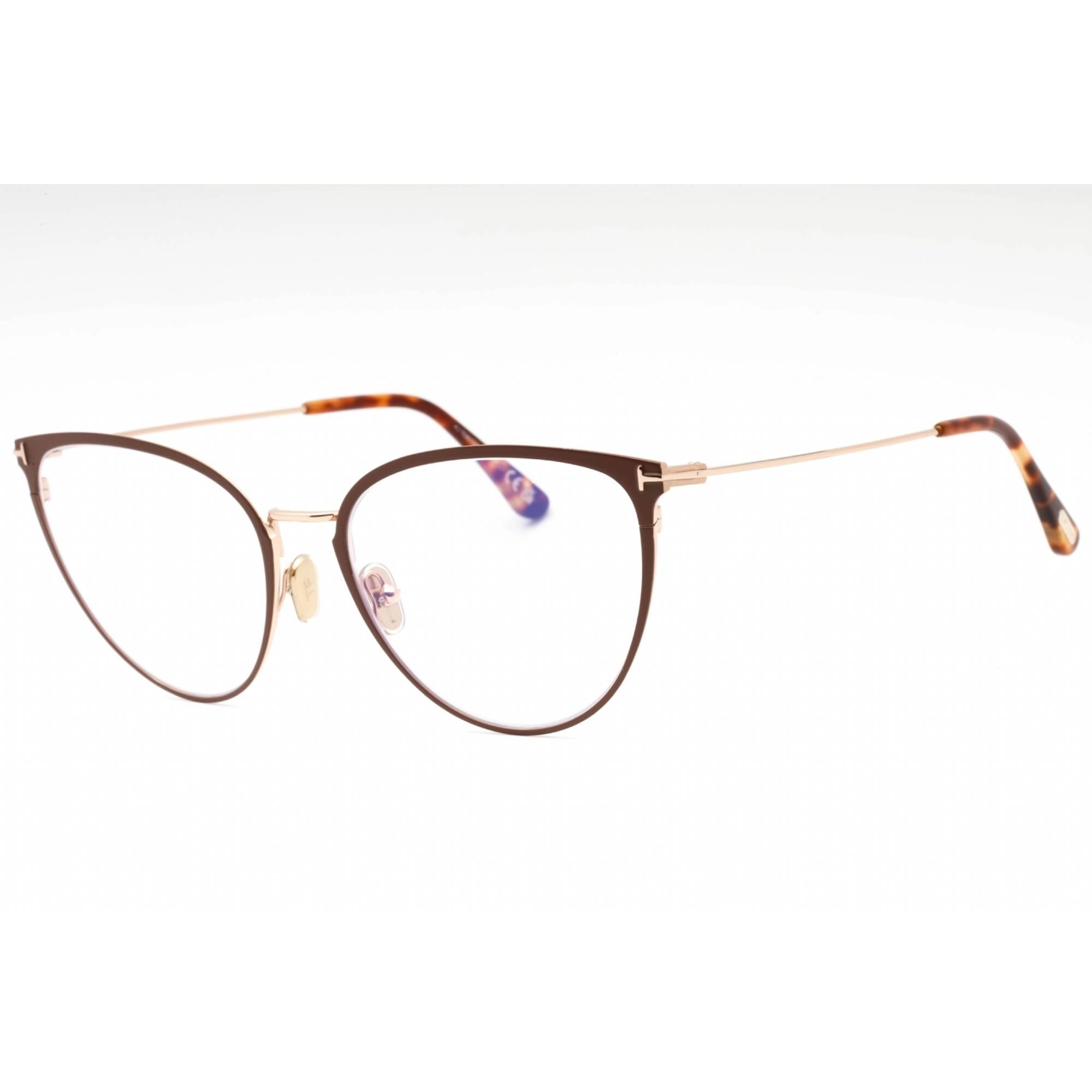 Tom Ford Women's Eyeglasses - Matte Brown Metal Cat Eye Full Rim Frame | FT5840-B 046