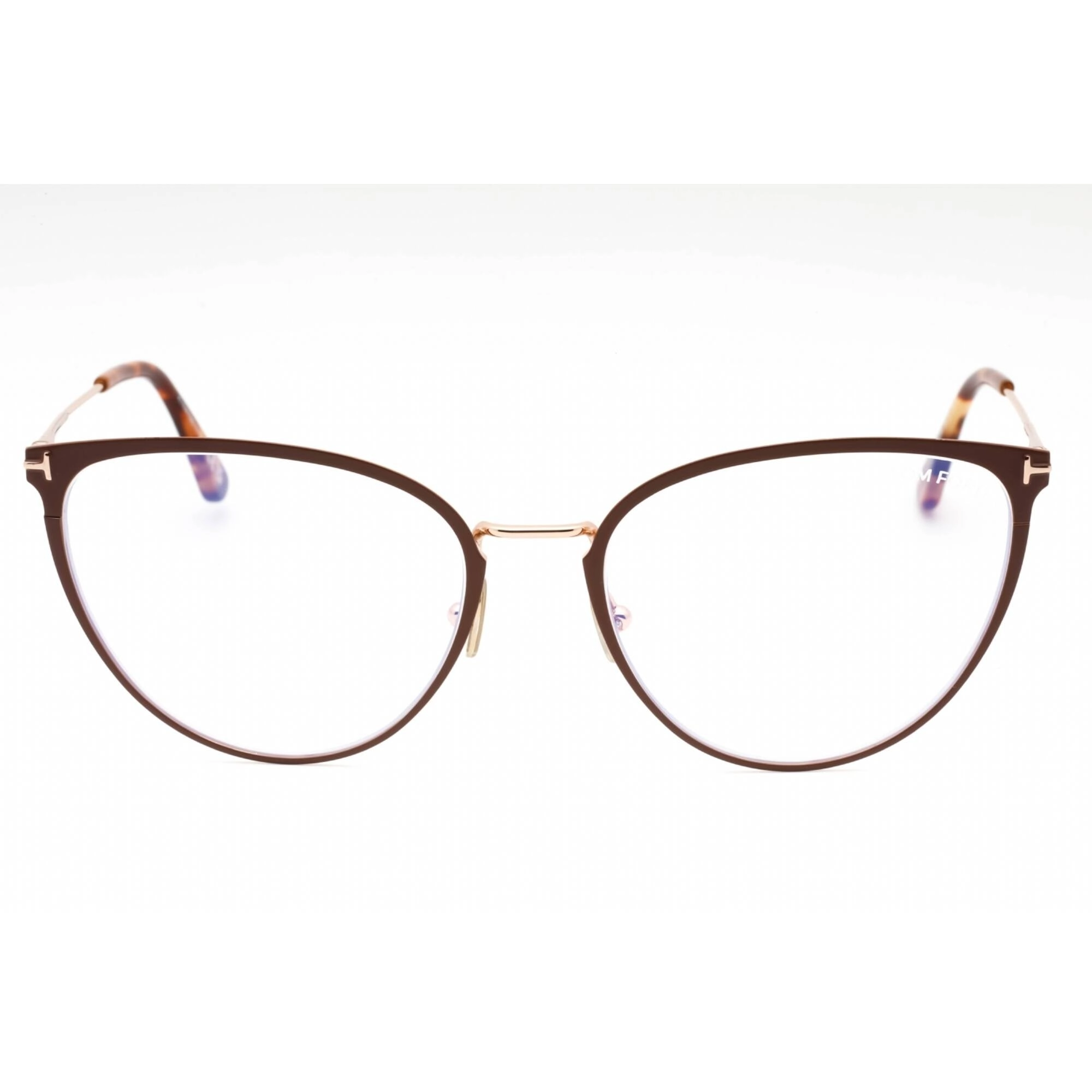 Tom Ford Women's Eyeglasses - Matte Brown Metal Cat Eye Full Rim Frame | FT5840-B 046
