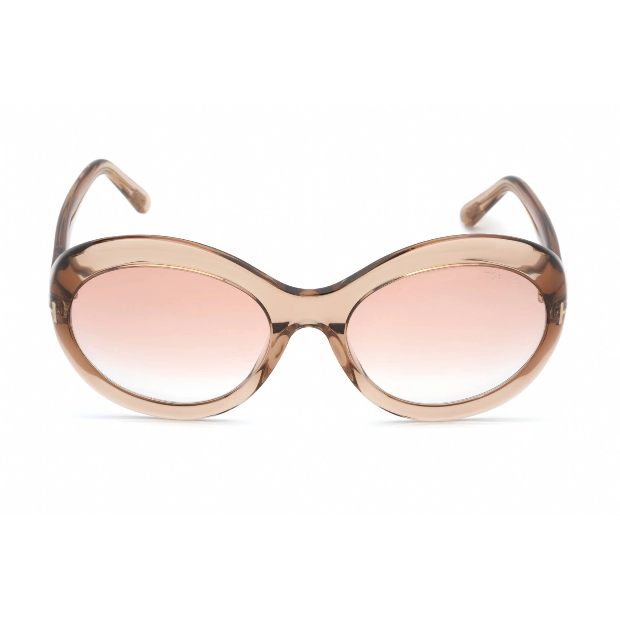 Tom Ford Women's Sunglasses - Shiny Light Brown Plastic Oval Shape Frame | FT0918 45T